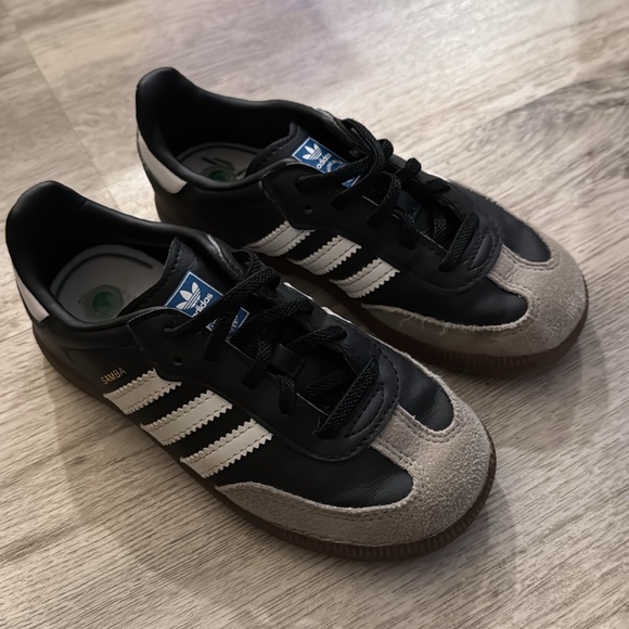 Adidas Kids Samba Black White and Tan Sneakers - Picture 2 of 3